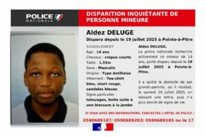 Le samedi 19 juillet 2025, aux alentours de 15 heures, Aldez Deluge a quitté le domicile familial en laissant une lettre. Depuis ce départ, il n’a plus donné aucun signe de vie. © Police nationale de la GUADELOUPE, SAINT-BARTHÉLEMY, SAINT-MARTIN