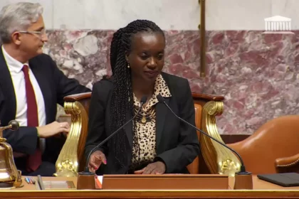 Nadège Abomangoli est devenue la première femme noire de l'histoire du pays à tenir le perchoir à l'Assemblée nationale. Photo DR/Assemblée nationale