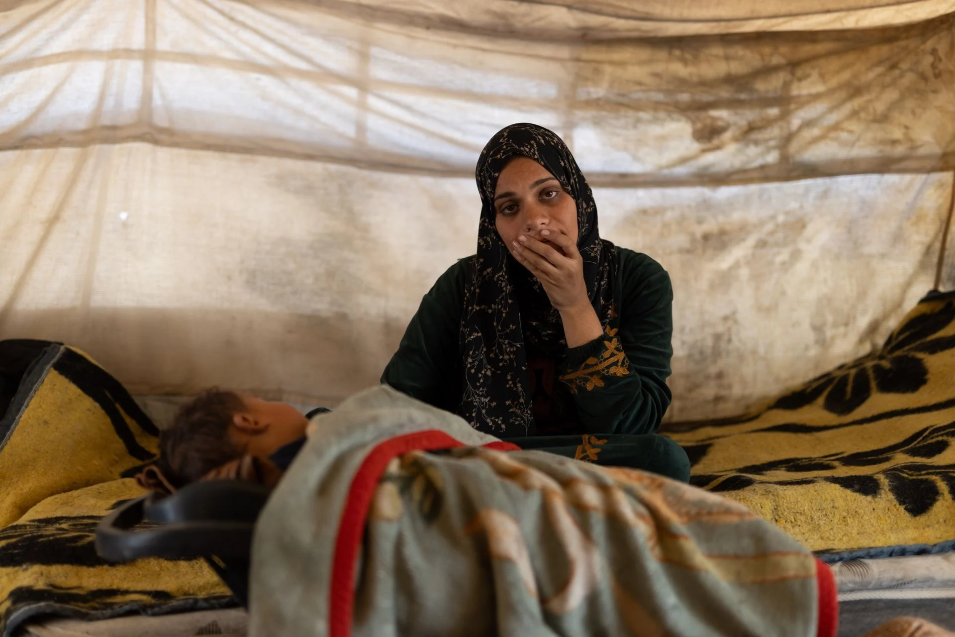 woman and child in gaza