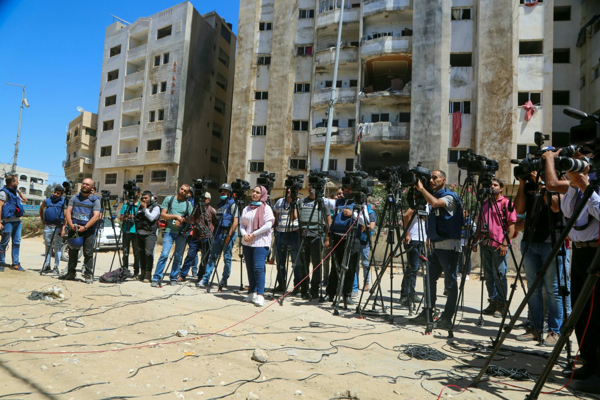 Journalistes à Gaza, en 2021 (illustration) © MUSA ALZANOUN / PXL