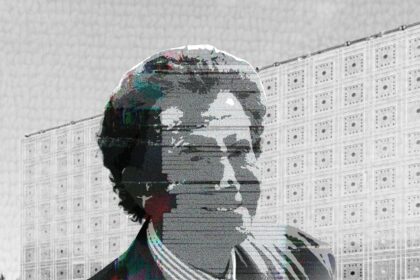 Dessin et montage de Jack Lang, ancien président de l'Institut du Monde Arabe (IMA) © DECHIFFREUR / DA